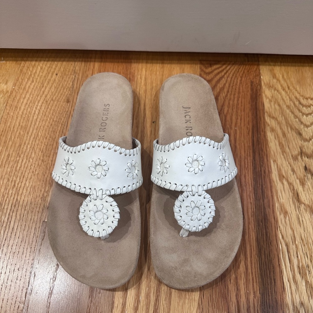 Jack Rogers White Floral Sandals
